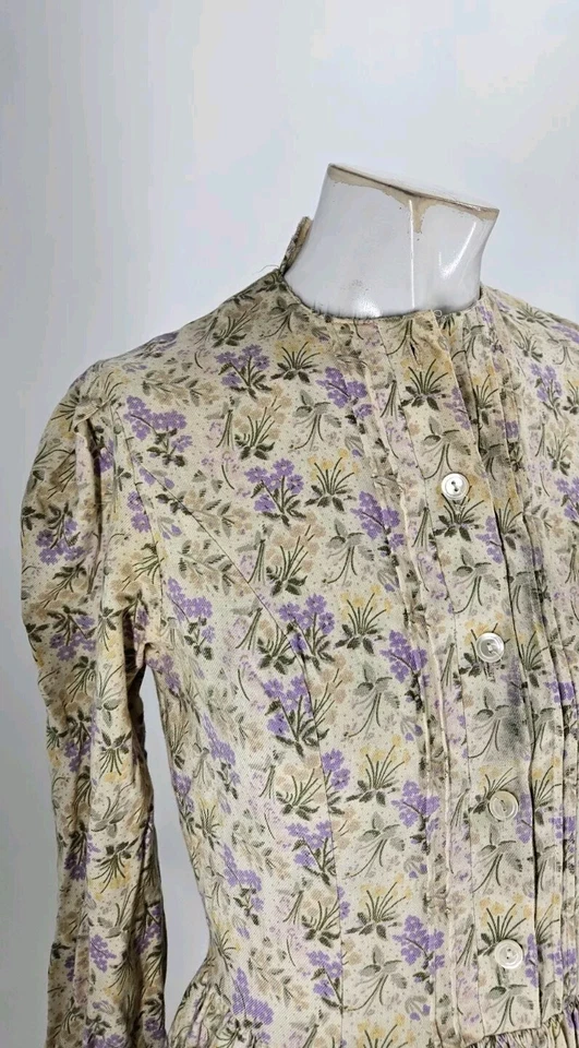 Vestido para mujer Laura Ashley 8 vintage floral lila algodón plisado Prarie Cottage Foto 3 de 4