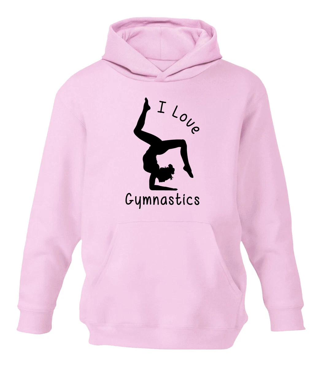 Childrens I Love Gymnastics Hoodie Gymnast Girls Kids Hoody Gift