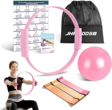 Pilates Ring Set, Pilates Essentials Kit with Pilates Ring and Ball, 3 Resistanc