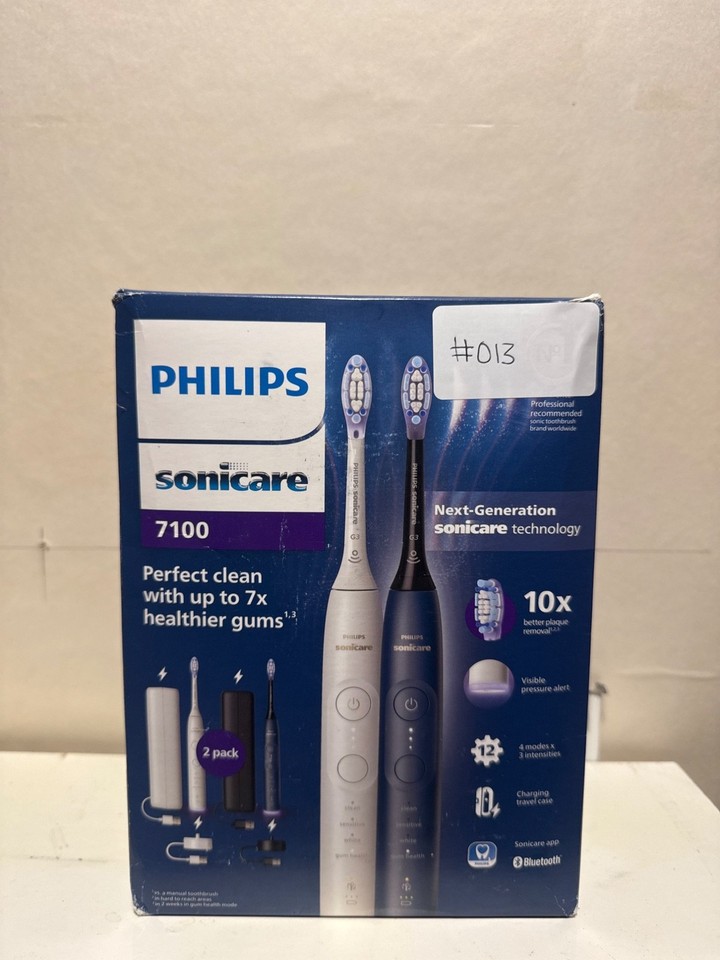 Philips Sonicare 7100 Electric Toothbrush 2 Pack White Navy HX7429/01