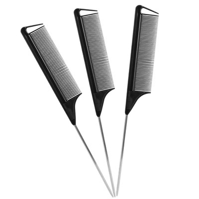 3 Pack Rat Tail Combs Teasing Styling Parting Combs with Steel Pins for All Hair