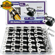 60pcs 304 Stainless Steel Cable Wire Clamps With Rubber Hose Pipe Clip Kit