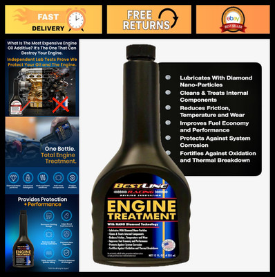 Engine Oil Additive Treatment - Reduces Friction 60% for Gas & Diesel Engines -