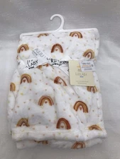 Lullaby Kids Rainbow Heart Luxury Baby Blanket Security Lovey Fleece Girls NEW