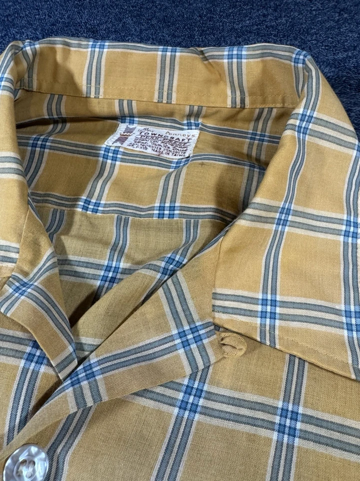Vintage 60s 70s Pennys Towncraft Camp Loop Collar Shirt Rockabilly Button XL - Image 2 of 4