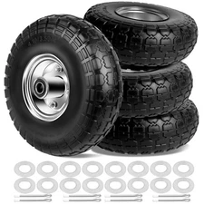 4.10/3.50-4 Tires and Wheels Flat Free 10 Inch Solid Tires Replacement with 5...