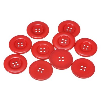 10pcs 60L Sewing Buttons 1-1/2'' Resin Round Flat 4 Hole Craft Buttons Red