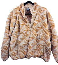 Hurley Pullover Plush Fleece 1/4 Snap Adult Womens XLarge Light Beige And Ivory