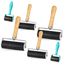 Pack of 6 Printmaking Ink Rollers, 3 Sizes Rubber Brayer Rollers for Black