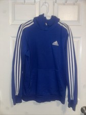 Adidas Pullover Sudadera con Capucha Para Hombres M Azul 3 Rayas Sudadera Atlética Logo Informal