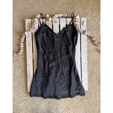 Vintage Y2K Victoria  s Secret Black Silk Lace Mini Slip Dress