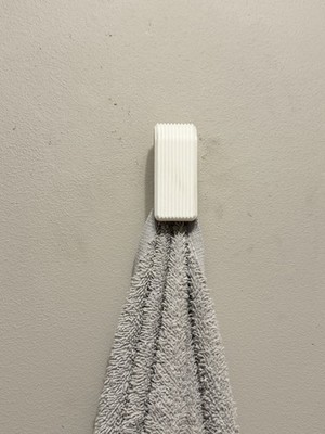 White Plastic Wall-Mounted Towel Hook, Matte Finish, Easy Install, 3x1.5x1 in