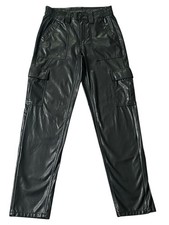 American Eagle Womens Faux Leather Pockets Black Cargo Pants Size 2