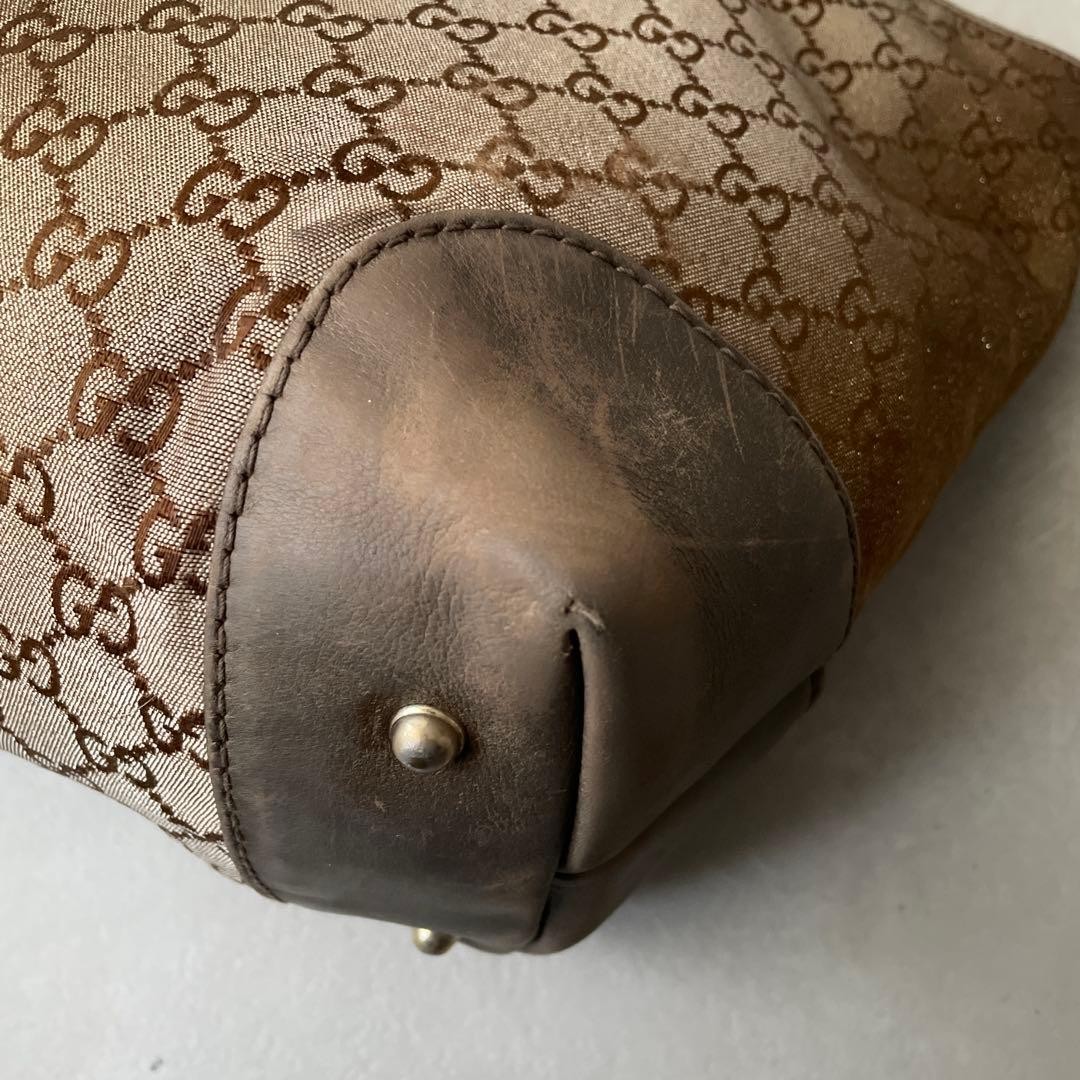 GUCCI Canvas Leather Tote Bag GG Brown C-260113-4 thumbnail 10