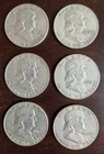 6 Lot Ben Franklin Half Dollar 2 1960-D, 2 1961-D, 2 1962-D 90% US Silver Coins
