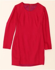 VINTAGE Womens Long Sleeve A-Line Dress UK 12 Medium Pink GT06