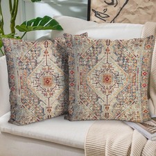 Boho Throw Pillow Covers 24x24 inch Set of 2,Boho Vintage Carpet Pattern Anti...