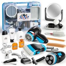 JOYIN Barber Shop Pretend Role Play Toy, 23 Pcs Kids Shaving Kit for Boys, Hairc