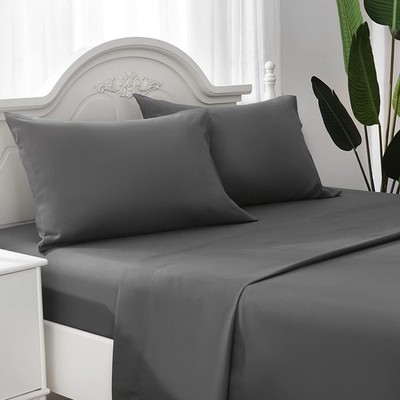 Grey Sheets SetSuper Soft Microfiber Bed Sheets Set-Wrinkle Free