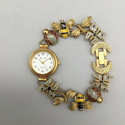 #ad Avon Jennie B Womens Watch 24mm SCRATCHED Gold Tone Garden Friends New Battery 7 $53.99