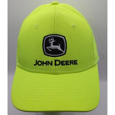 John Deere Neon Yellow Hi-Vis Trucker Hat Mesh Strapback Cap OSFA