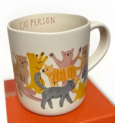 CAT PERSON Coffee Tea Mug Cup Beige Stoneware 16 Oz by Opalhouse NEW