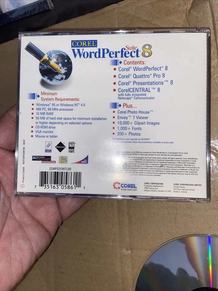 CD-ROM Corel WORDPERFECT 8 Suite IBM PC Computer Software QUATTRO PRO Office - Image 4 of 4