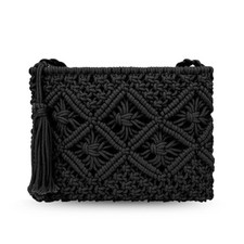 Premium Handmade Macrame Bag  Boho-Chic Cotton Crossbody Bag with Tassels  ...