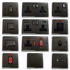 Black Nickel Light Switch Plug Socket | Modern Designer UK Sockets & Switches