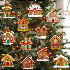 Gingerbread House Ornaments Christmas Tree Decoration - 12Pcs Gingerbread House