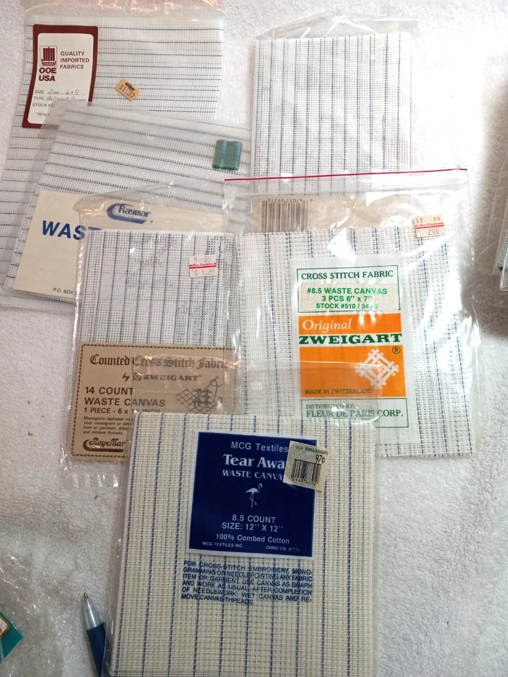 LOT OF 20 ASSORTED AIDA CLOTH & WASTE CANVAS 12" X 18 FOR MOST - Image 3 of 4