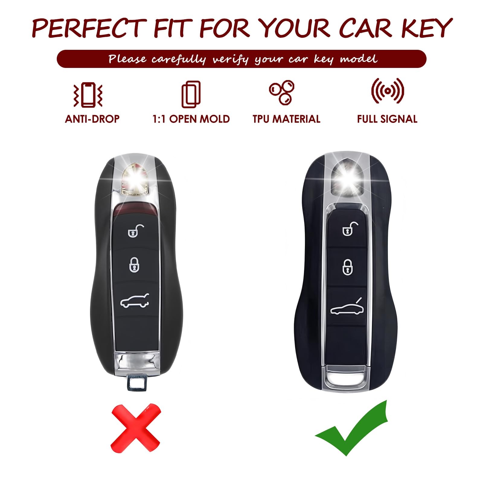 Loading More Button Design ZHENGSZ 2-Pack for Porsche Key Fob Cover 3-Button 3-Button, Transparent ...