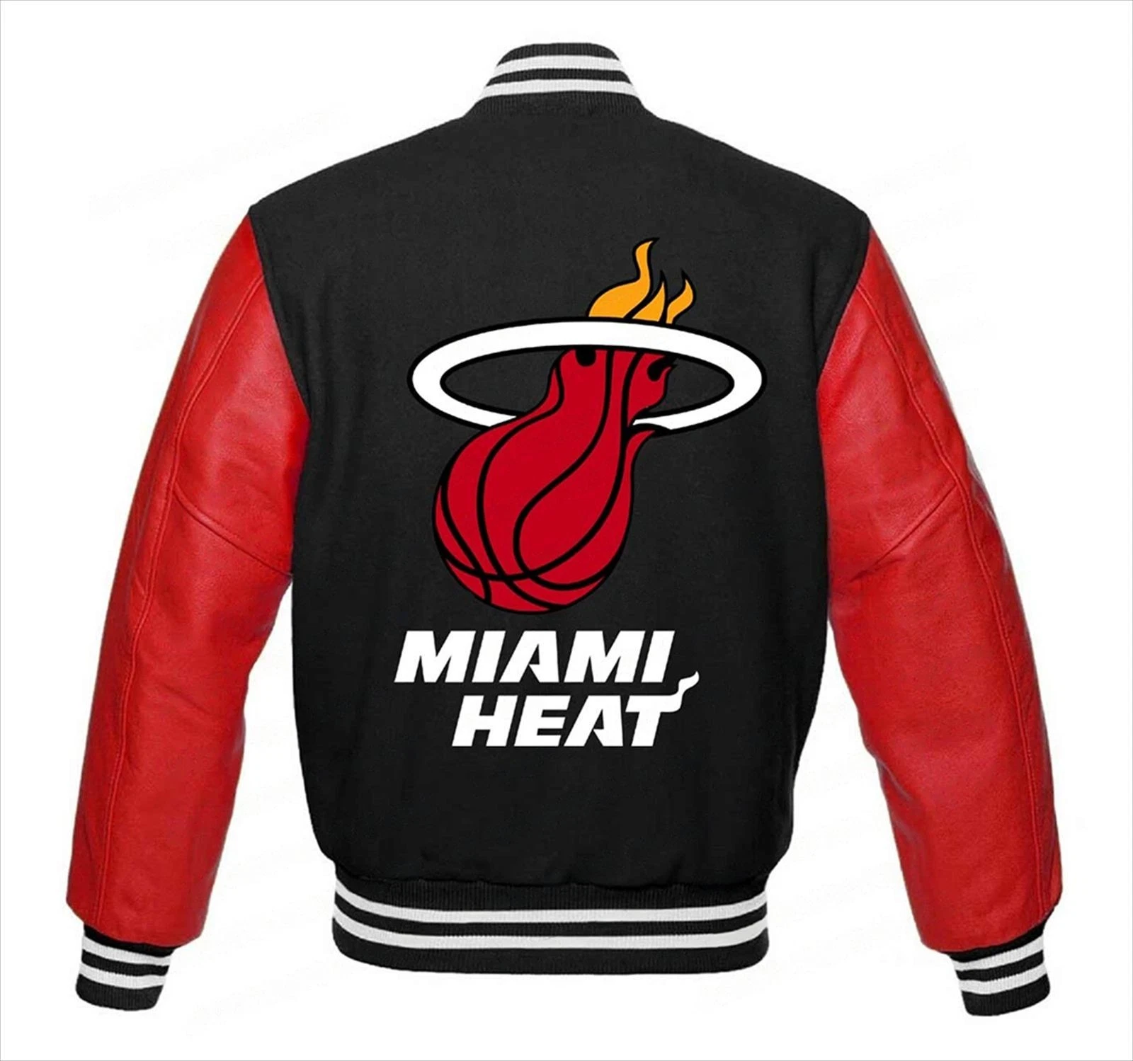Miami Heat Black Body Red Letterman Baseball Jacket Varsity Jacket