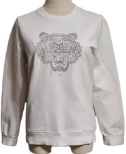 KENZO Kids Jumper White Tiger with Round Neck Sleeves SZ 16A