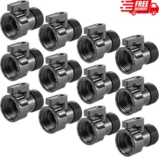 12 Pack Plastic Garden Hose Shut-Off Valve with 3/4" Thread Connector Coupling