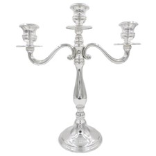 Candélabre en Argent Massif 800 avec Trois Flames