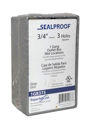 Superflex Ltd Sealproof 1GB375 Gray 3 Holes 3/4 inch Outlet Outdoor Weatherproof