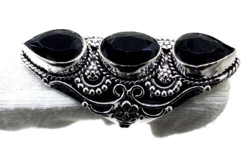 Black Spinel Gemstone 925 Sterling Silver Handmade Jewelry Ring (US) Size-9 - Picture 2 of 7