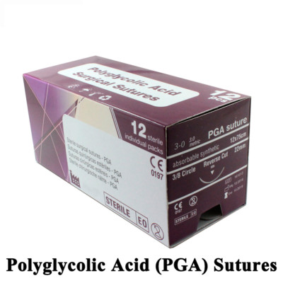 PGA Surgical Sutures Veterinary Use Trauma Wound Treat 12 pcs Size Selection