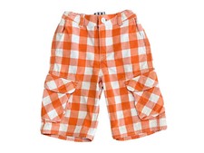 Hanna Andersson boys youth cargo shorts Orange Size 8 Checks Adjustable Waist