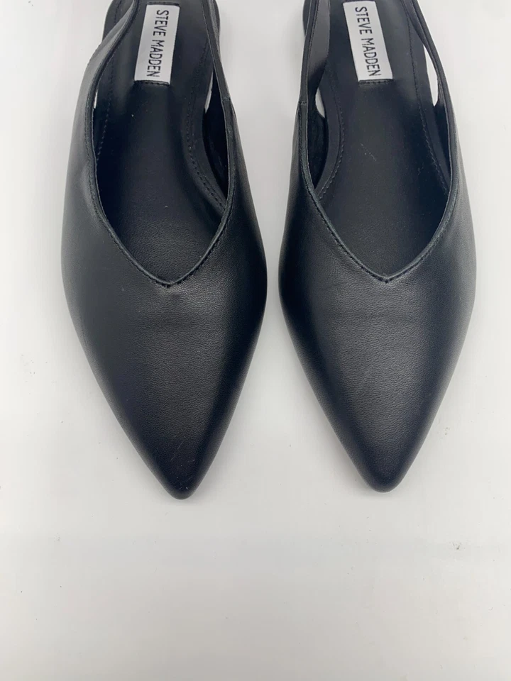 Steve Madden Mujer Negro Cuero Puntiagudo Eslinga Plana Talla 7 Foto 3 de 4