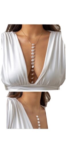 NWT Pearl Cleavage Chain sexy sensual Body Jewelry  - Afbeelding 1 van 5