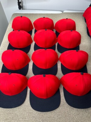 Blank Hat Lot (12) DeLong Snapback Cap Wool Red Navy Blue M-L USA VTG