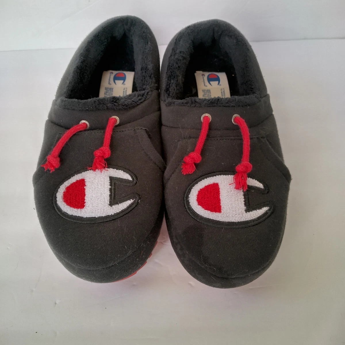 Men s Slip On Champion University II Slippers Rubber Sole Faux