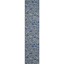 Tapis de cour bleu/beige SAFAVIEH intérieur extérieur CY5141C