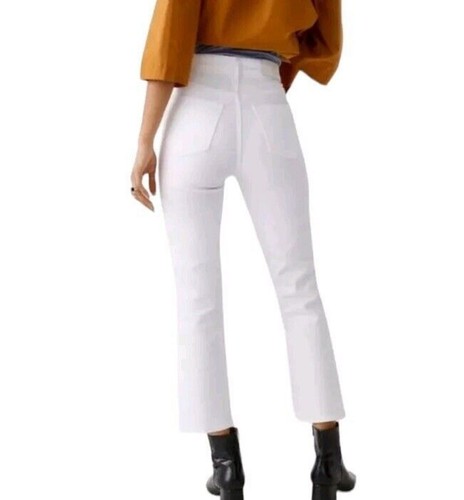 Pantalones de mezclilla rectos recortados True Religion Starr para mujer 26 blancos desgastados tiro medio - Imagen 10 de 11
