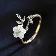Creative Flower Leaf Shape Ring Simple Wedding Engagement Cocktail Party Jewelry