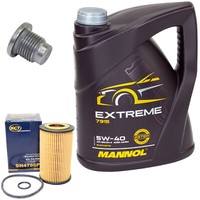 MotoröL Set 5W-40 5 Liter + ÖLfilter SH 4786 P + Schraube FüR Renault Twingo I