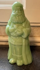 Mosser Glass Standing Santa Claus JADE JADEITE 8.5" Figurine Fenton Mould Kitten
