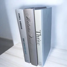 Decorative Books Beige White Neutral Stack Set Home Office Shelf Display